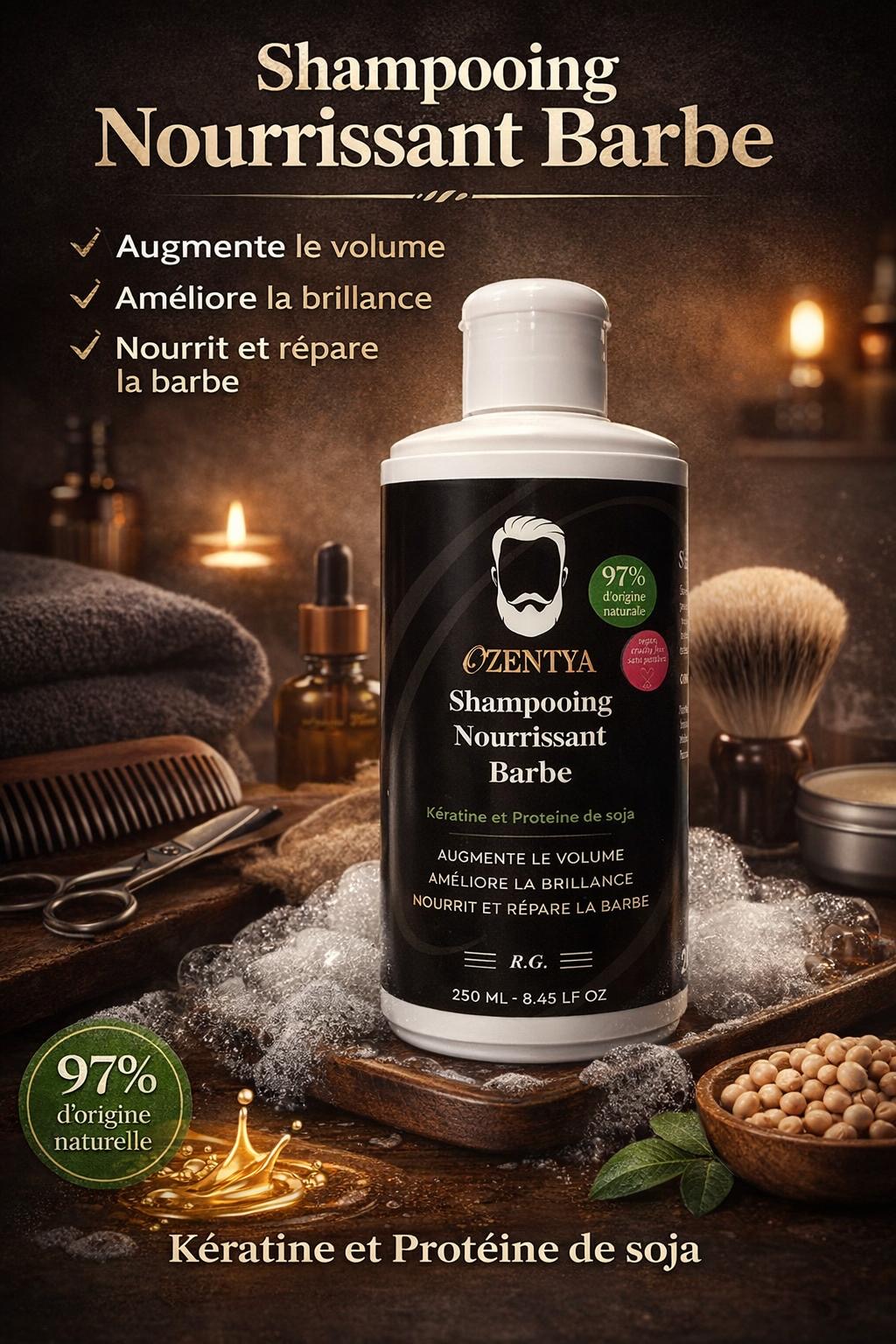 shampooing à Barbe Ozentya – Nettoyage doux & soin parfait pour une barbe impeccable