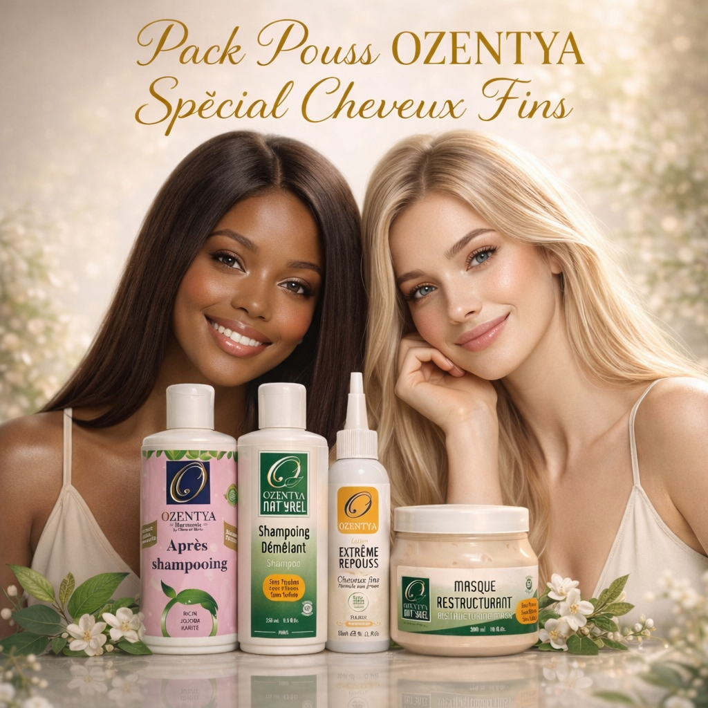 Pack pouss cheveux fins Ozentya, Faites pousser vos cheveux plus vite, naturellement et sans risque